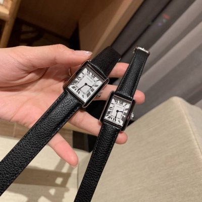 Cartier Tank Series ~ Original steel buckle genuine leather strap, medium 34.8*2