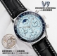 Sj produced white leather 1750 gold case steel strap 100 V9 Breitling Aviation C
