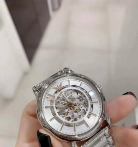 Brand new idle mechanical heart Armani Ar1980 silver hollow perspective automati