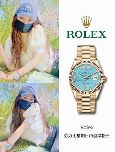Rolex Yellow Gold Turquoise Day-Date Oyster Perpetual 40mm Mechanical Watch. Yan
