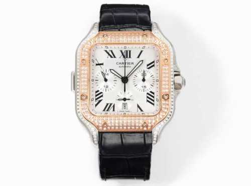 Cartier Santos Chronograph Diamond Custom Edition Sparkling Arrives