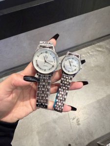 Classic Platinum Omega Couple Watches, Dual Calendar, Original Imported Quartz M