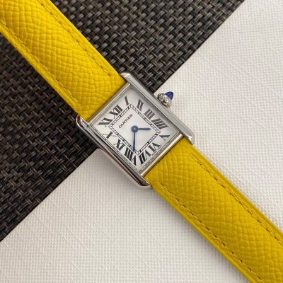 Cartier's summer dopamine-inducing Tank Small model, featuring genuine Italian c