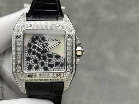 Tw Full Diamond Cartier Panther Santos Women's 35Mm Men's 40Mm 9015 Movement - Click Image to Close