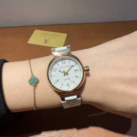 Lv Louis Vuitton 3-pin Super Fire model sapphire mirror, imported quartz, stainl - Click Image to Close