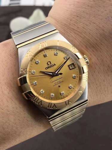Constellation Series Gold Diamond Yellow Face Automatic Men's Watch 123.20.35.20