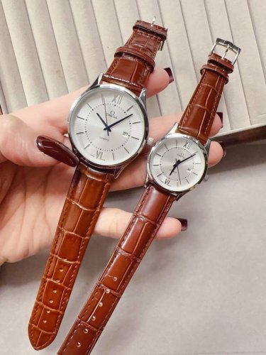 Platinum 300 Omega Couple's Watch Original Imported Quartz Movement Mineral Glas