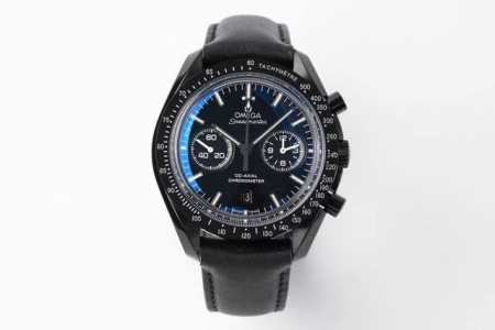 Speedmaster Series Dark Side of the Moon Chronograph Men's Watch features a stab - Click Image to Close