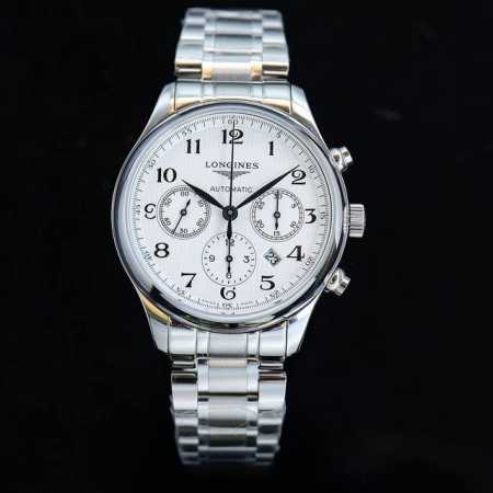 Gold Leather Strap Longines L2.759.4 Six-Hand Multifunctional Mechanical Watch. - Click Image to Close