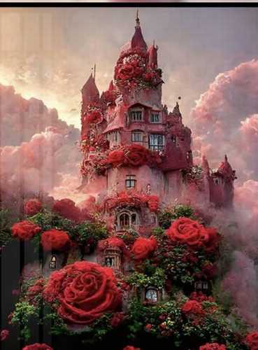 Rose Princess Castle New Diamond Painting 5D HD Stereo Framed Landscape Healing
