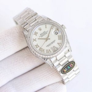 Sj's Malachite 2340 Madparis Rolex Rv1 Datejust 31mm with Dazzling Colored Diamo