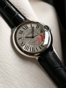 Cartier Ballon Bleu watch with guilloch