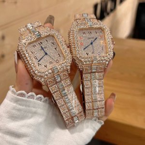 full diamond rose gold Brand: Cartier, boutique watch, classic large three-hand
