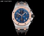 Gold, white and black are the same price, steel band +100. Hbf Factory Audemars