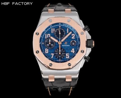 Gold, white and black are the same price, steel band +100. Hbf Factory Audemars