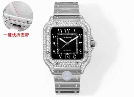 Thb New Cartier Santos Middle East Edition Steel Strap Full Diamond Model Origin - Click Image to Close