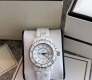 Chanel J12 series watch, quartz movement, ceramic strap, 33mm, white dial, women