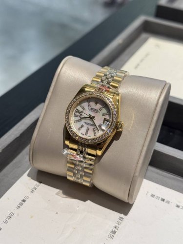 White Diamond Gold Diamond 490 Rolex Datejust Series Classic Women's Solid Five