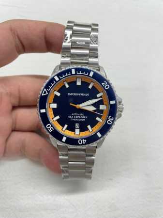 Deep Sea Navigator Orange and Blue Edge Ar60090 Armani 42mm Mechanical Diving Wa - Click Image to Close