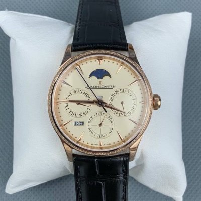V9 Jaeger-LeCoultre Master Perpetual Calendar Rose Gold Diamond Leather Classic