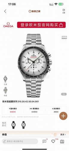 Omega Speedmaster Series Moon Dial New Arrival 310.30.4.041 White Dial Edition A