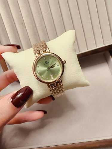 White Steel Watch 350 Diamonds + 30 Omega Simple And Elegant Female Model Import