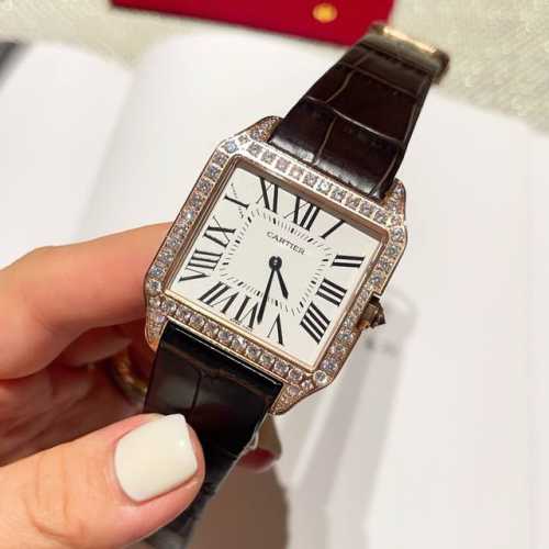 Cartier Santos Dumont - Classic Leather Strap Square Rose Gold (Same price for