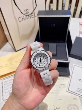 High-quality ceramic Chanel J12 quartz women's watch, ceramic material, pebble - Click Image to Close