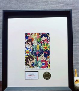Death Nyc Ukiyo-e Kaws Crayon Shin-chan Sunflower Limited Edition Painting, fram