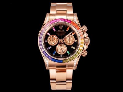 Cosmograph Daytona: The bezel is set with rainbow-gradient sapphires, replacing