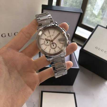 Gucci poster style quartz chronograph men's watch, 44mm case diameter, iconic G - Click Image to Close