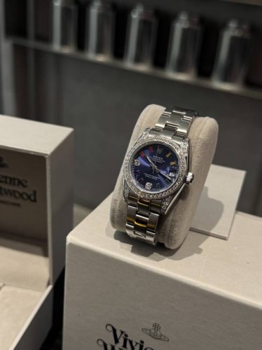 Full Diamond Case White Gold Rolex Datejust Classic Women's Watch with Solid Ste