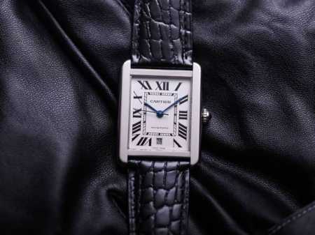Cartier Tank Series Mechanical Men's Watch: Steel Case With Leather Strap: Wsta0 - Click Image to Close