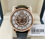 Armani, Italy, Ar60007 rose gold mechanical watch. Large three-hand, hollowed-ou