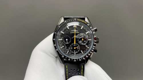 The dial of Omega Speedmaster Dark Side of the Moon "Apollo 8" is carved to imit