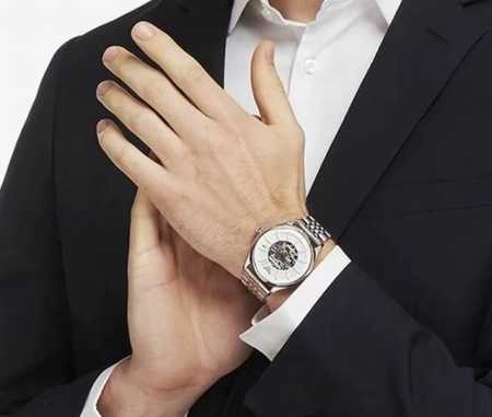 Emporio Armani watch, mechanical movement, stainless steel bracelet, 43mm, white - Click Image to Close