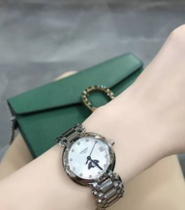 Longines Moon Phase Quartz Watch with Diamond Set, 30.5mm, Swiss Style, Mother-o