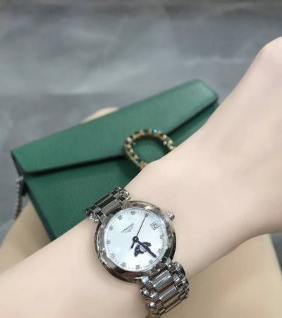 Longines Moon Phase Quartz Watch with Diamond Set, 30.5mm, Swiss Style, Mother-o