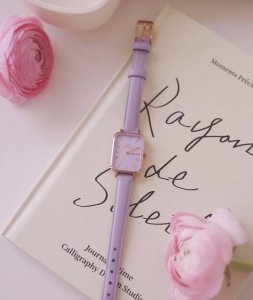 Dw Floral Time Series Lavender Purple Mother-of-Pearl Square Watch Retro square