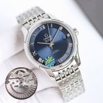 White leather, rose leather, steel strap, 50mm. Omega De Ville series with Co-Ax