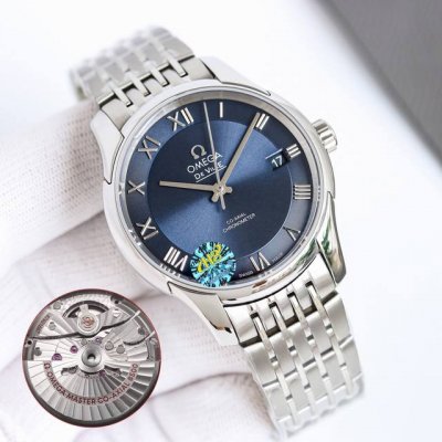 White leather, rose leather, steel strap, 50mm. Omega De Ville series with Co-Ax