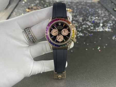 Rolex Daytona 4130 Movement Modified Rainbow Daytona Bezel Inlaid With Colored G - Click Image to Close