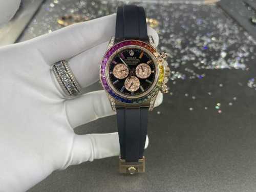 Rolex Daytona 4130 Movement Modified Rainbow Daytona Bezel Inlaid With Colored G