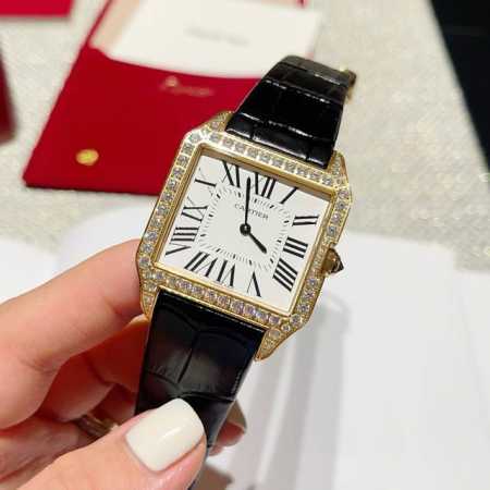 Cartier Santos Dumont - Classic Leather Strap Square Watch in Gold (Same Price - Click Image to Close