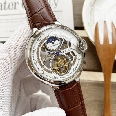 Unified Price Cartier Premium Men's Watch, Three-Hand Semi-Skeleton Design With
