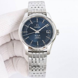 Omega De Ville series steel model sky blue dial side transparent 0 high-end De V