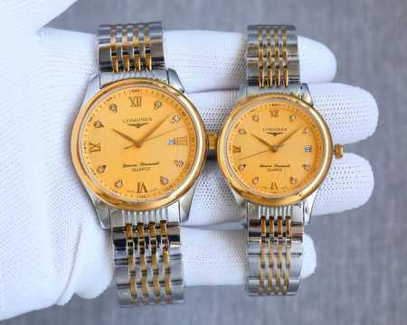 Platinum Brand: Longines Exquisite Couple's Watch, Simple Three-Hand Design wit - Click Image to Close