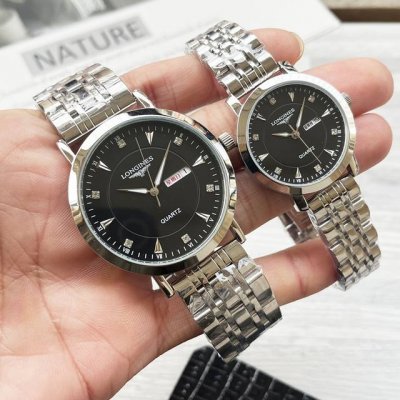 Gold case + 20 steel band + 20 Longines couple watch Original imported quartz mo