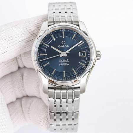 Omega De Ville series steel model sky blue dial side transparent 0 high-end De V - Click Image to Close