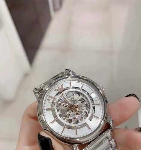 Brand new idle mechanical heart Armani Ar1980 silver hollow perspective automati